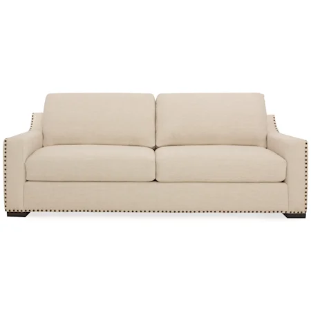 Casual Two-Seat Sofa with Oversized Track Arms and Nailheads